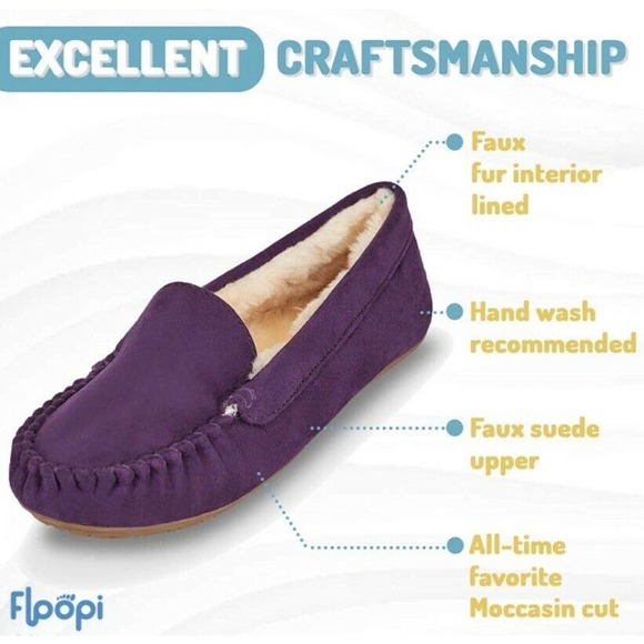 Floopi Fur Lined Moccasin Purple - Picture 2 of 5